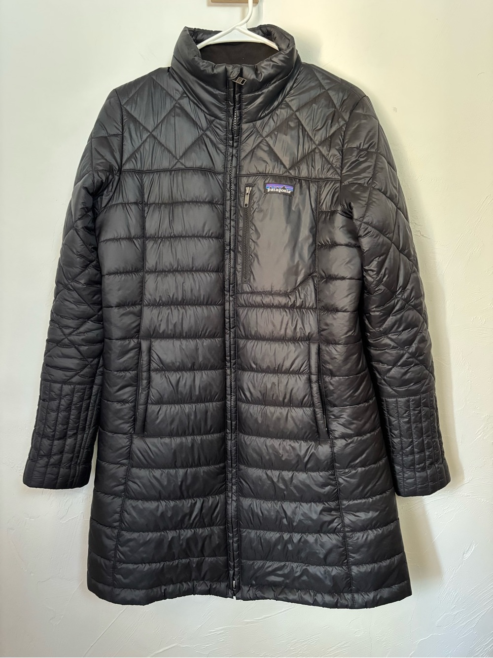 Patagonia Womens Radalie Parka Black Quilted Longline Size Medium